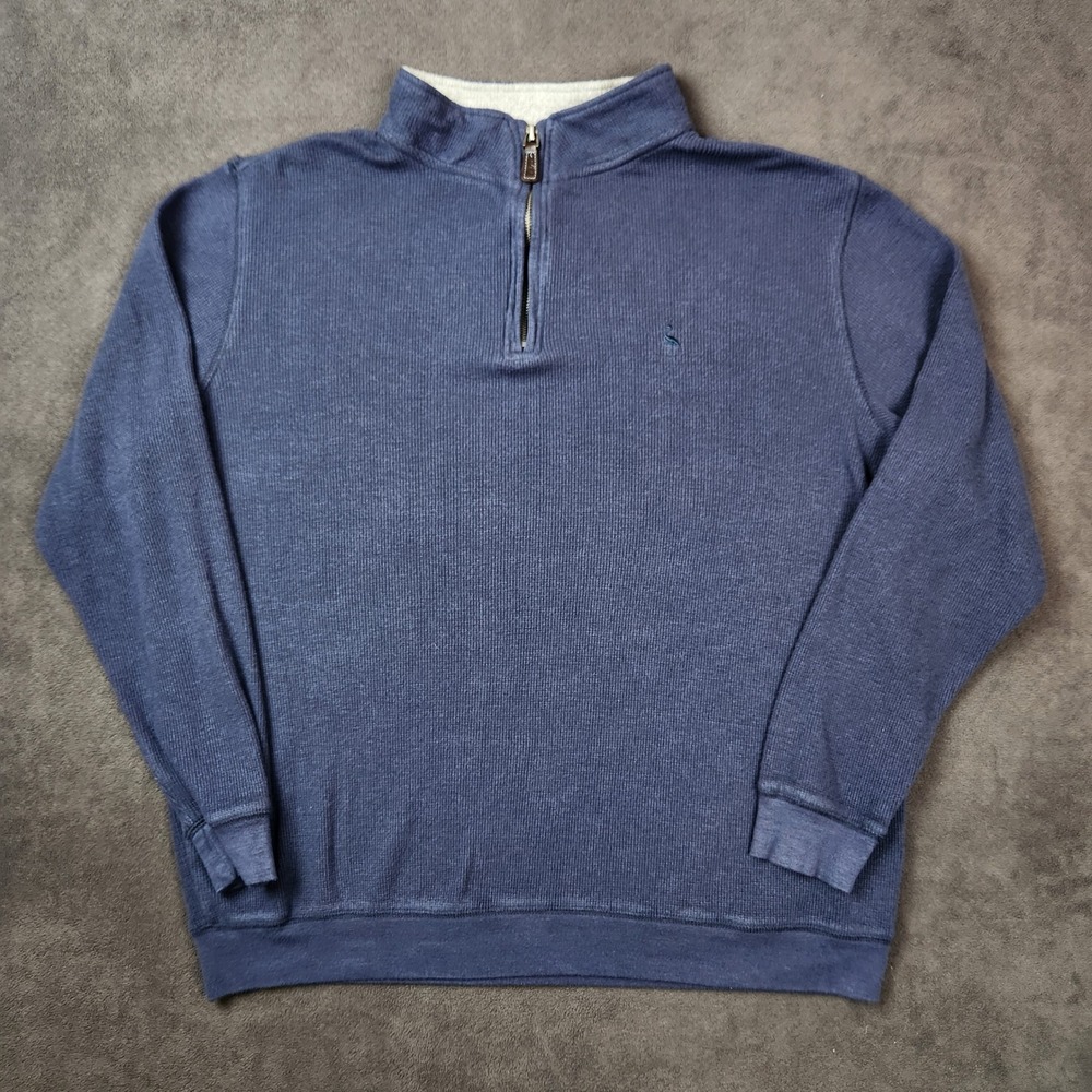 Tailorbyrd Collection 1/4 Zip‎ Pullover Sweater Mens Large Blue Waffle Knit